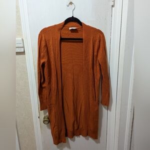Fable Small Women's Rust Long Sleeve Cardigan Sweater